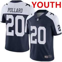 Youth Dallas Cowboys #20 Tony Pollard Navy Blue Thanksgiving Stitched Vapor Untouchable Limited Jersey